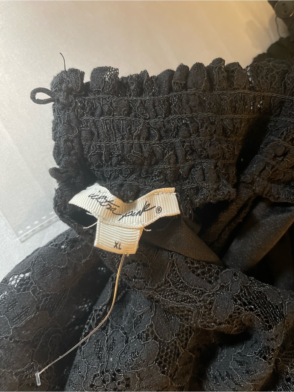 Black Lace Off Shoulder Blouse Boho Sheer Floral Long Sleeve Keyhole Back Top - Picture 11 of 13
